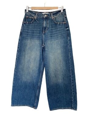 Zara Z1975 High Rise Wide Leg Cropped Jeans Sz 4